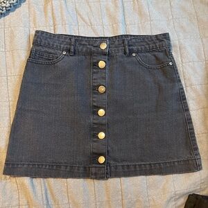 Black denim mini skirt